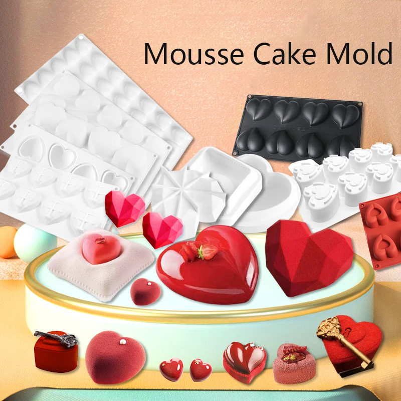 Silicone Cake Mousse Mold Pastry Desserts Mould Baking Forms Non-Stick Pan  Round Heart Shaped Homemade Bakeware Kitchen Tools