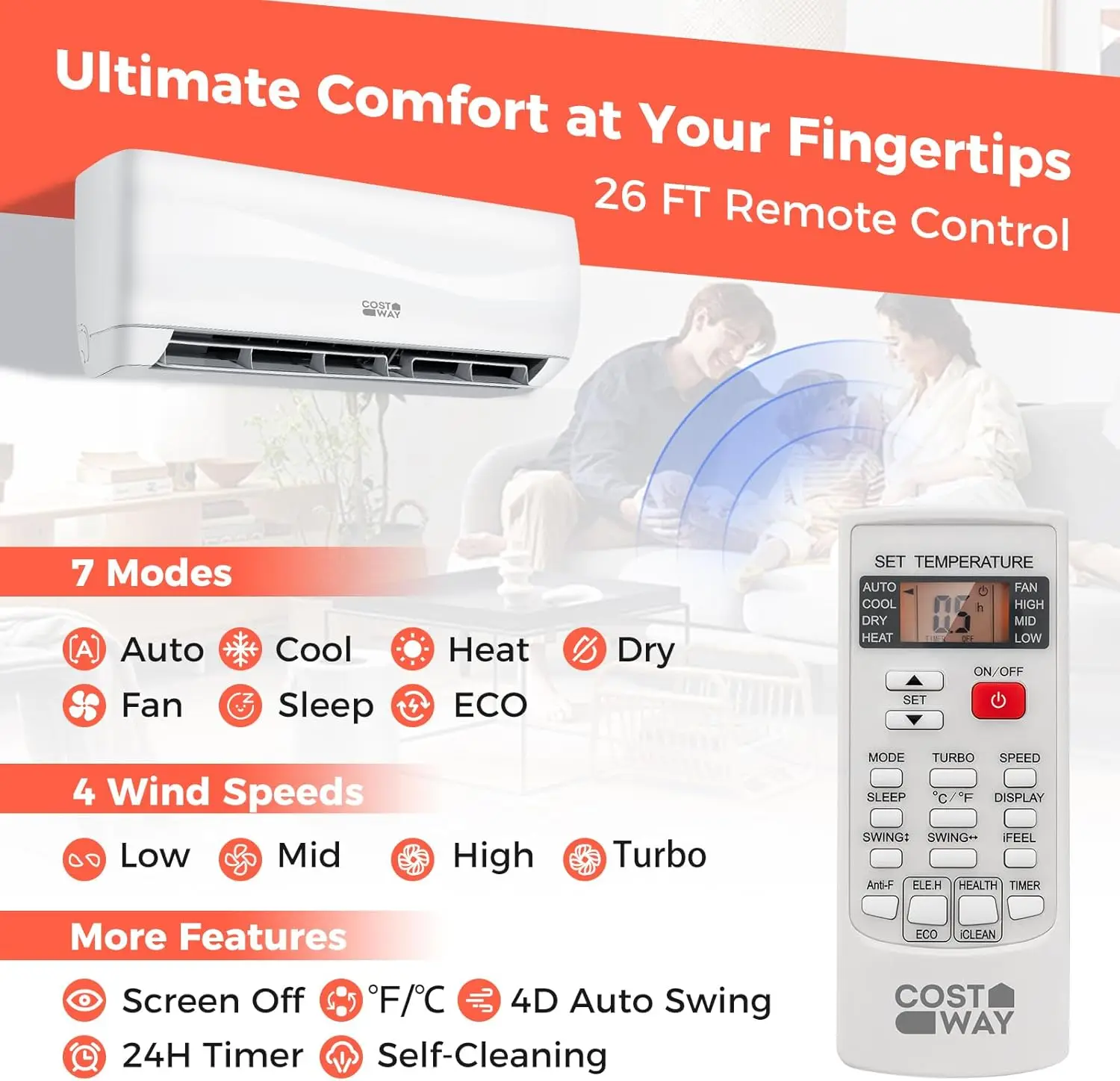 12000BTU Mini Split Air Conditioner& Heater, 20 SEER2 115V Wall-Mounted Ductless AC Unit Cools Rooms up to 750 Sq. Ft, E 6