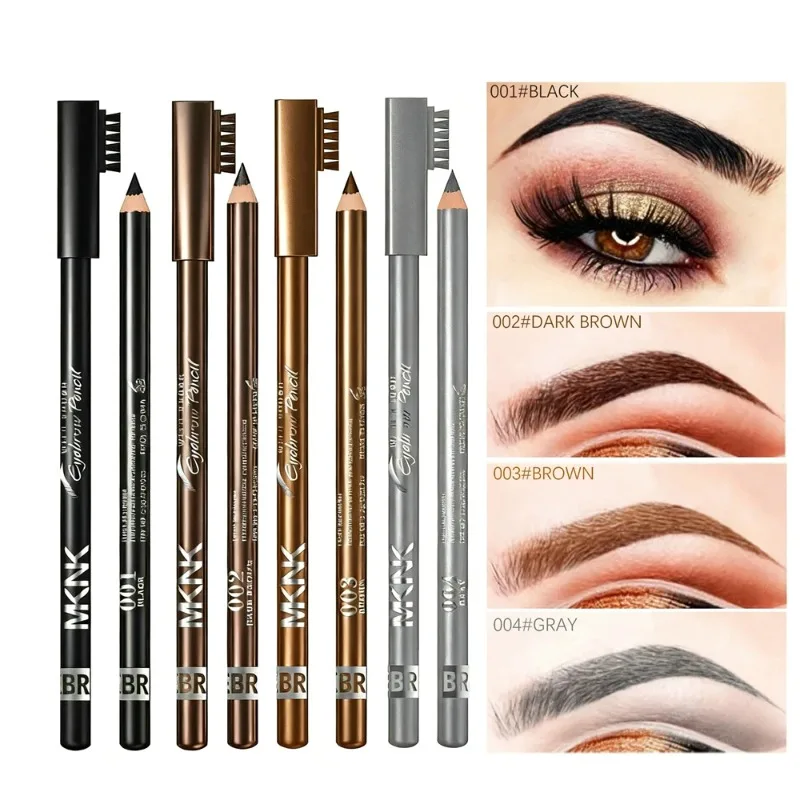 Wasserfester Holz-Doppelendiger Augenbrauenstift Glatter Langanhaltender Verwischfester Eyeliner-Stift 4 Farben Matt Chromogenes Make-up – Detail 3