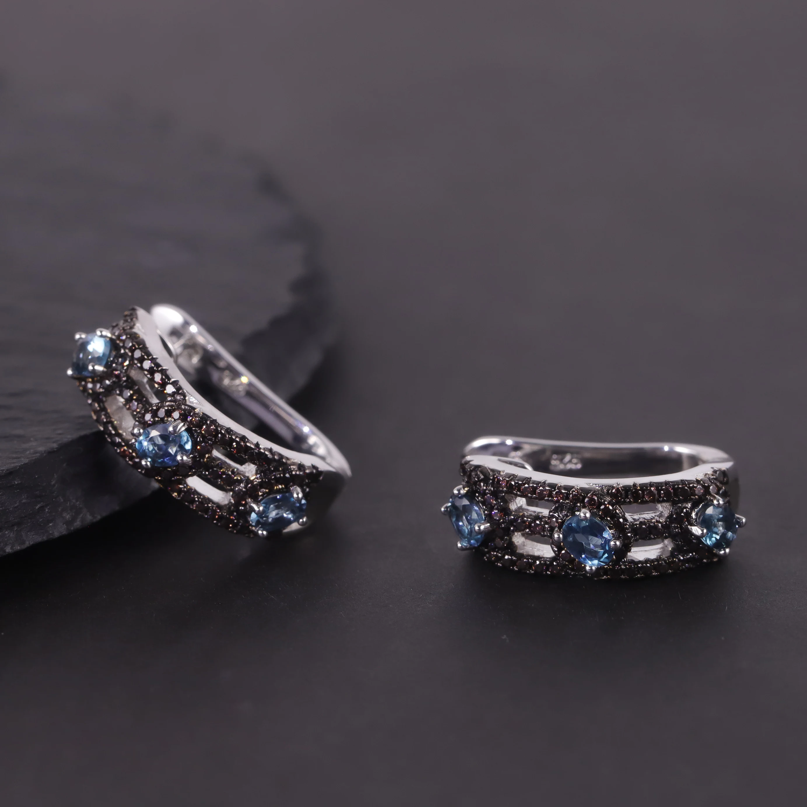 Natural London Blue Topaz Earrings-925 Sterling Silver Jewelry