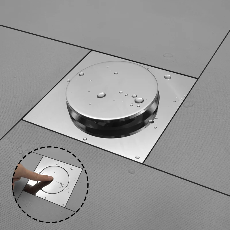 

Pop Up Foot Floor Drain 10CM Brass Chrome Anti-odor Bath Drains Push Down Deodorization Gold Matte Black Shower Room Cover Plug