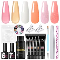 Coscelia Manicure Kits 6PCS Poly Extension Gel Slip Solution with Top and Base Coat Nail File Quick Building Mold Tip Nail Tools 1