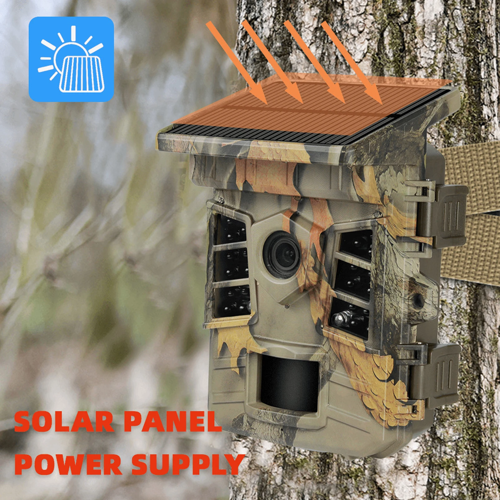 Hunting Game Camera 0.3s Trigger Time IP66 Waterproof 1080p Trail Camera with Solar Powered WiFi Connect Function