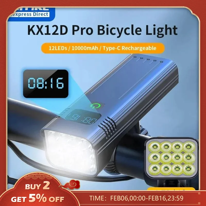 NATFIRE Bike Light USB C Rechargeable 12 8 6 LEDs Bicycle Lights