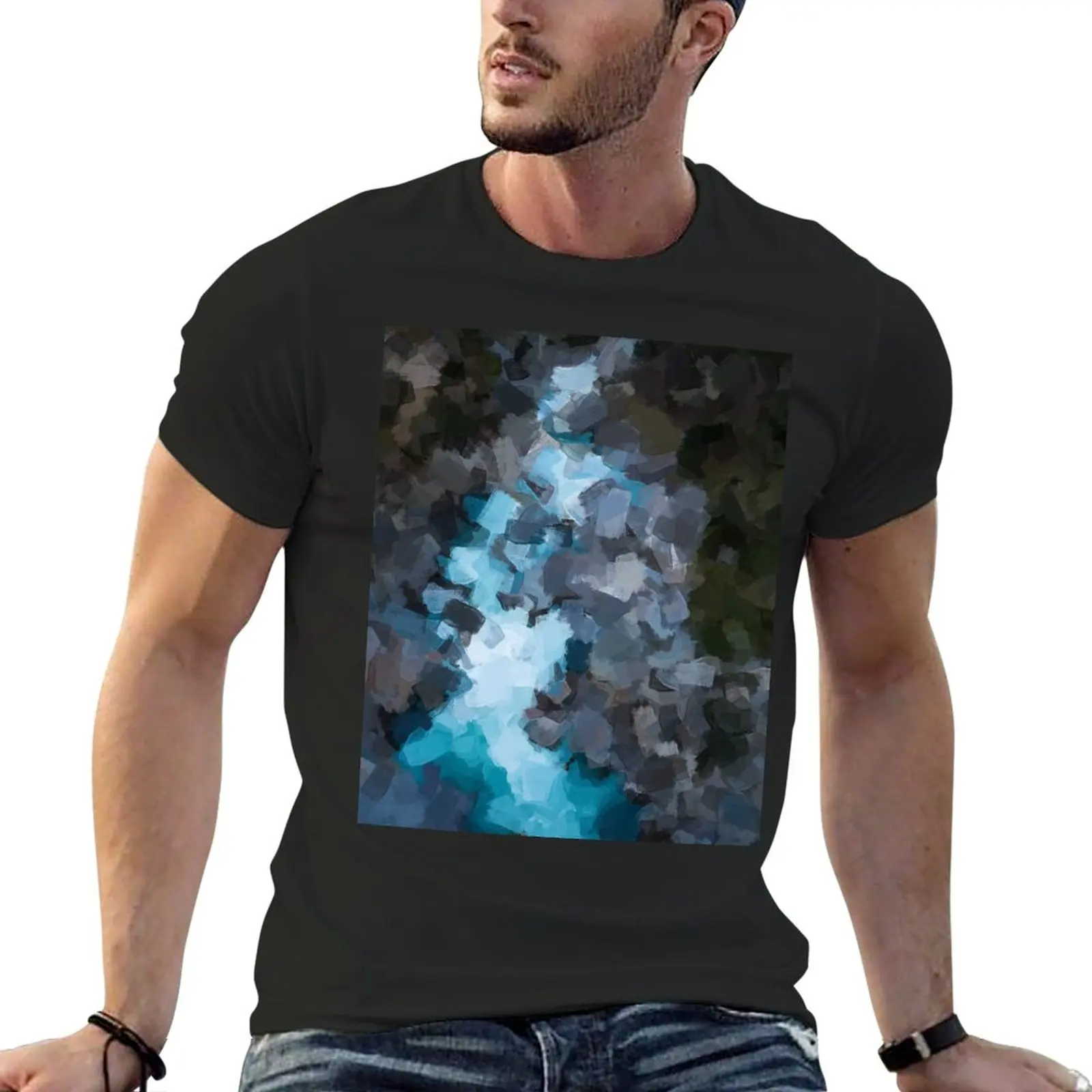 

New dark and blue T-Shirt Short sleeve kawaii clothes Blouse Tee shirt mens vintage t shirts
