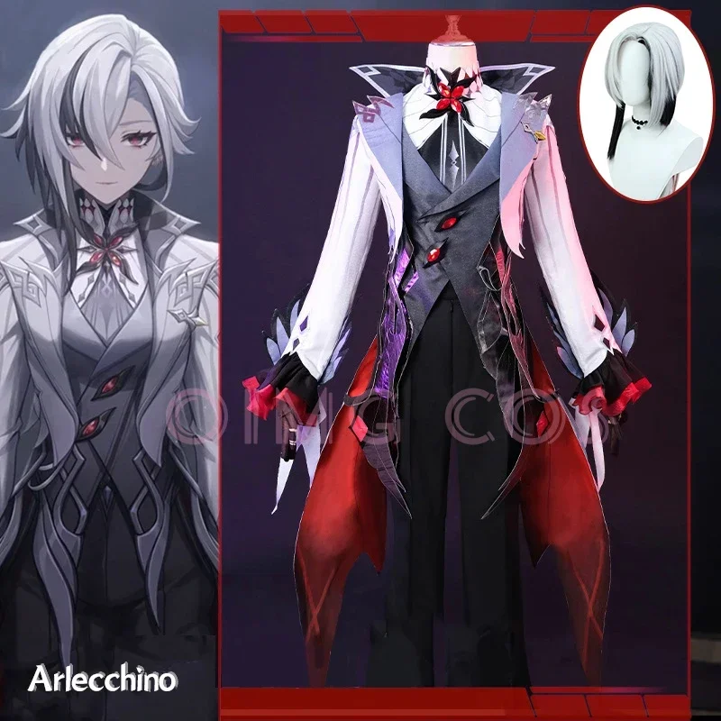 

Костюм для косплея Arlecchino, Карнавальная Униформа Genshin Impact, парик, Аниме Костюмы на Хэллоуин, Женская игра