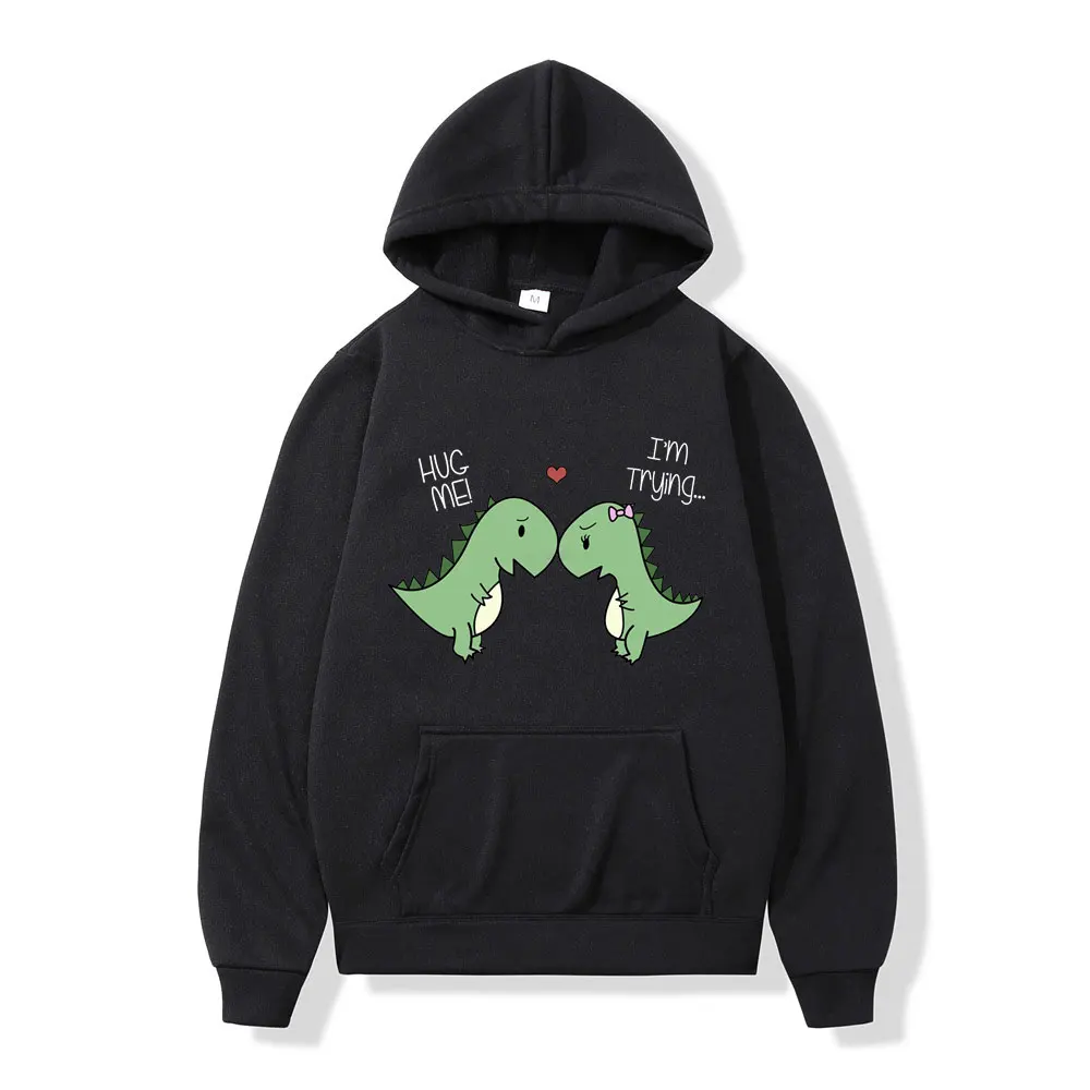 

Dino Love Graphics Hoodie Men Women Fashion Funny Print Hoodies Casual Hip Hop Oversized Hooded Sweatshirts Couples Streetwear