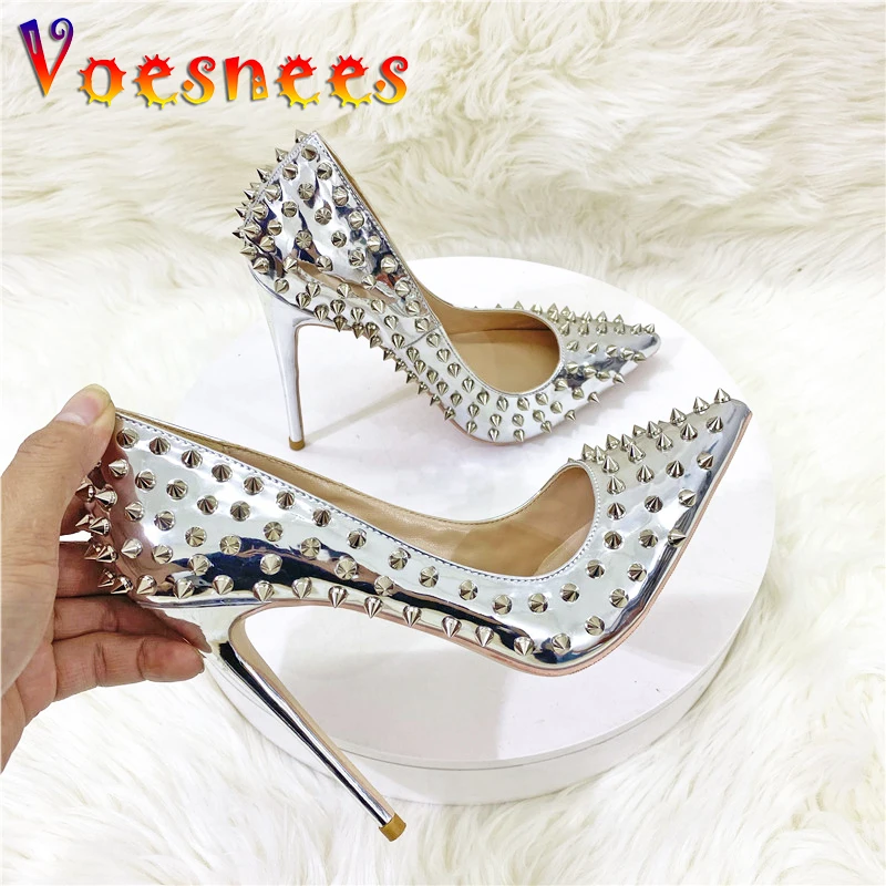 Women New Rivet High Heels 12CM Fashion Pointed Toe Party