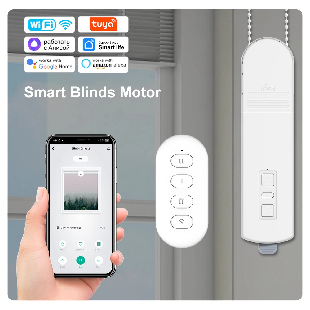 Manhot Tuya WiFi Roller Blinds Shutter Motor DIY Shutter Drive With Remote Control Voice Control For Alexa Yandex Google Home