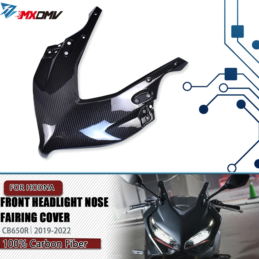 

Carbon Fiber Upper Front Headlight Nose Housing Fairing Cover Front Cowl Panel For Honda CB650R CBR650R 2019 - 2022
