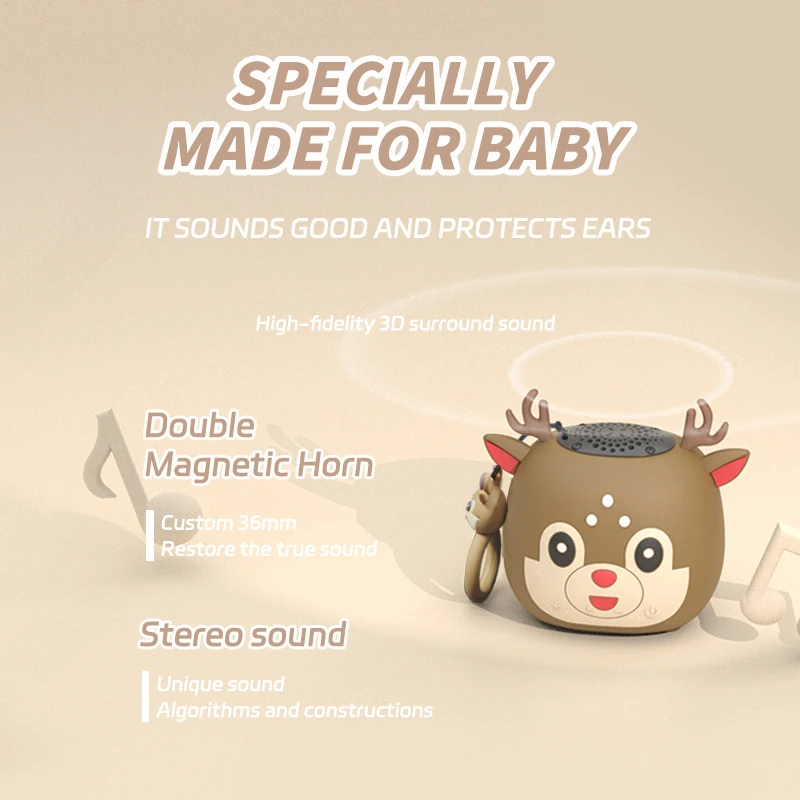 Mini Cute Bluetooth Speaker Portable Lucky Deer Hifi Sound Music Box Wireless TF Card MP3 Music Player IP65 Waterproof Dustproof