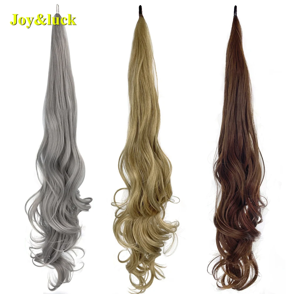 Synthetic Ponytail Hair Extensions Long 613 Blonde Natural Wave Flexible Wrap Around Women Daily Use Fake Horsetail Hairpieces