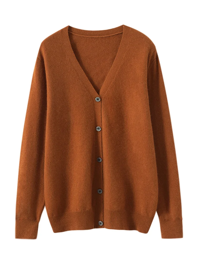 Fashion Men Wool Sweaters V-Neck Cardigan 100% Merino Wool Spring Autumn Soft Warm Long Sleeve Knitwear Shirts Smart Casual Tops