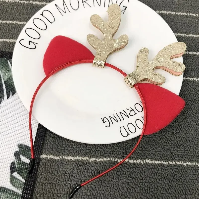 Cute Christmas Reindeer Cat Ears Headband Headdress Reindeer Headband Costume for Adult Kids Student Cartoon Hair Accessories