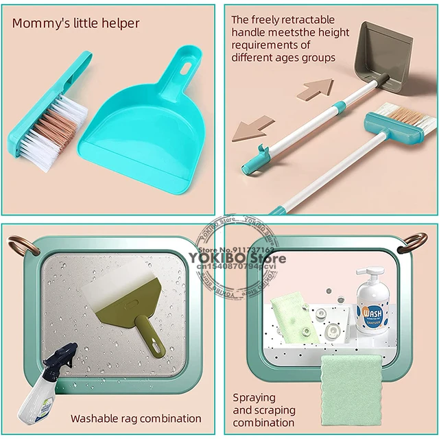 Kids' Pretend Play Cleaning Toy Set Including Vacuum Cleaner, Broom, Mop,  Cleaning Cart, Car Washing Tools For Cleaning And Doing Housework Games