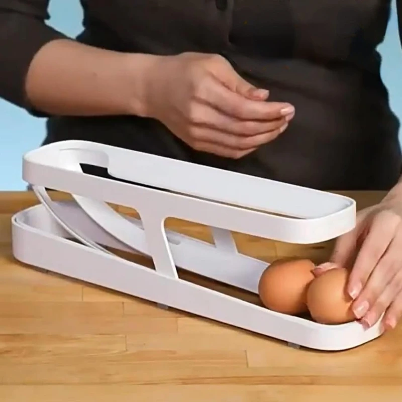 

New Refrigerator Egg Rolling Storage Rack Rolldown Egg Dispenser Originality Practical Convenient Kitchen Accessories