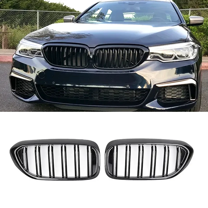 

Double Line Slat Grille Car Front Bumper Grilles For Bmw New 5 Series G30 G38 525I 530I 540I 550I Kidney Racing Grill 2018-2020