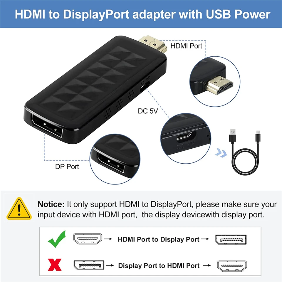 2026 Best 4K 60Hz HDMI to Displayport Adapter Cable 1080P 120Hz HDMI to DP Conve