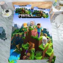  Sheet sets Game Cartoon Mine Bed Flat Sheet Coverlet Children Kids Room Decoration Bed Sheet Bed Linen Pillowcases 