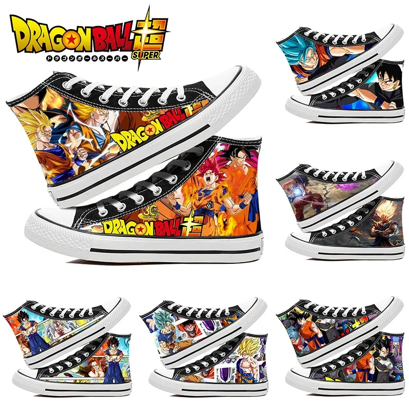 Dragon Ball Son Goku Boys Canvas Shoes Fashion High Upper Anime Vulcanized Shoes Breathable Casual Sneakers Cool Plimsolls Girls men canvas shoes