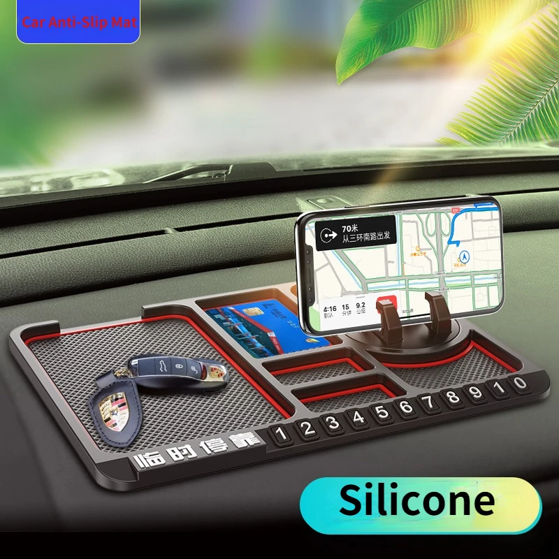 Silicone Car Anti-Slip Mat Auto Phone Holder Sticky Anti Slide Dash Phone Mount Parking Number Card Car Pad Mat
