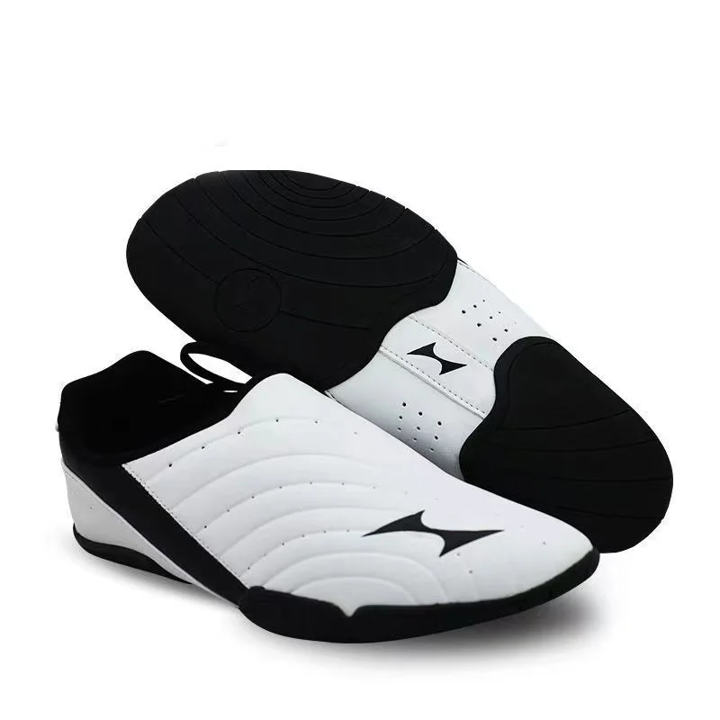 Professional Big Kids Taekwondo Shoes White Leather Men's Taiji Shoes Women's Soft Bottom Morning Training Martial Arts