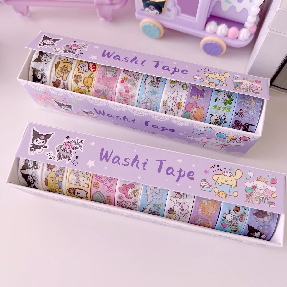 

10Pcs Kawaii Kuromi My Melody Cinnamoroll Cartoon Washi Tape Set Student Sanrio Anime Girl Heart Cute Pocket Material Stickers