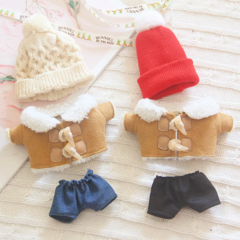 

Xmas Gifts 20cm Idol Doll Clothes mini Outfit Horn button coat for Winter Toys Accessories Kids Adults Free Shipping Items