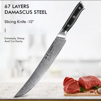 TURWHO Coltello da intaglio giapponese Reale 67 strati Acciaio di Damasco Strumenti di cottura Affilato VG10 Nucleo Cucina Mannaia per prosciutto Coltelli da macellaio 1