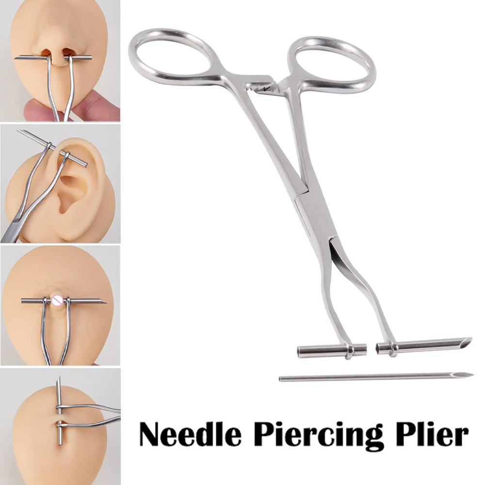 1/7PCS Piercing Tools Septum Forcep Stainless Steel Needle Clamp Body  Piercing Tool Professional Puncture Tool for Eyebrow Piere