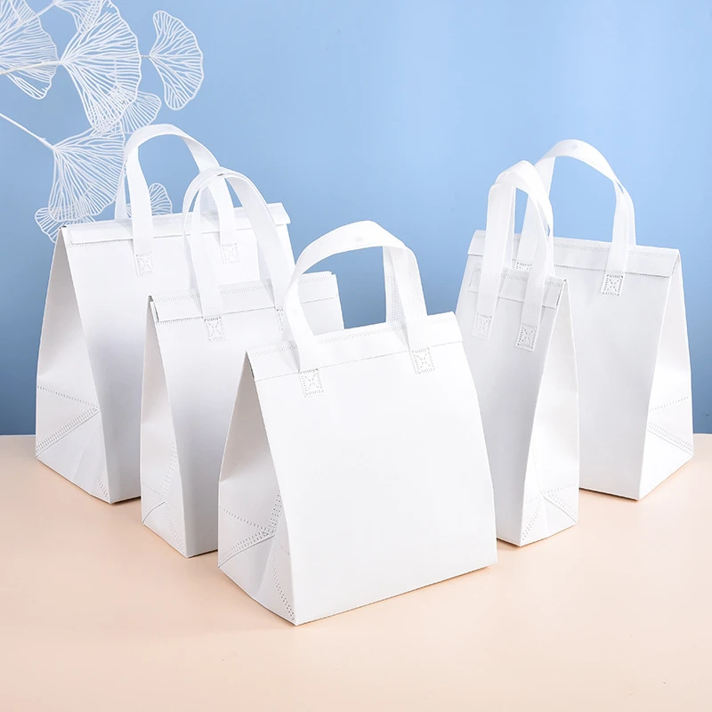 10pcs Non-Woven Insulated Tote Bags – Reusable Thermal Cooler Pouches for Food, Cake, D... - SKU NITB2302 - UGI Packaging