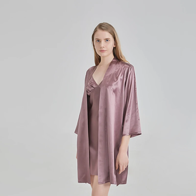 6A Grade High Quality Pure Silk Nightgown Robe Set For Women Elegant Sleepwear