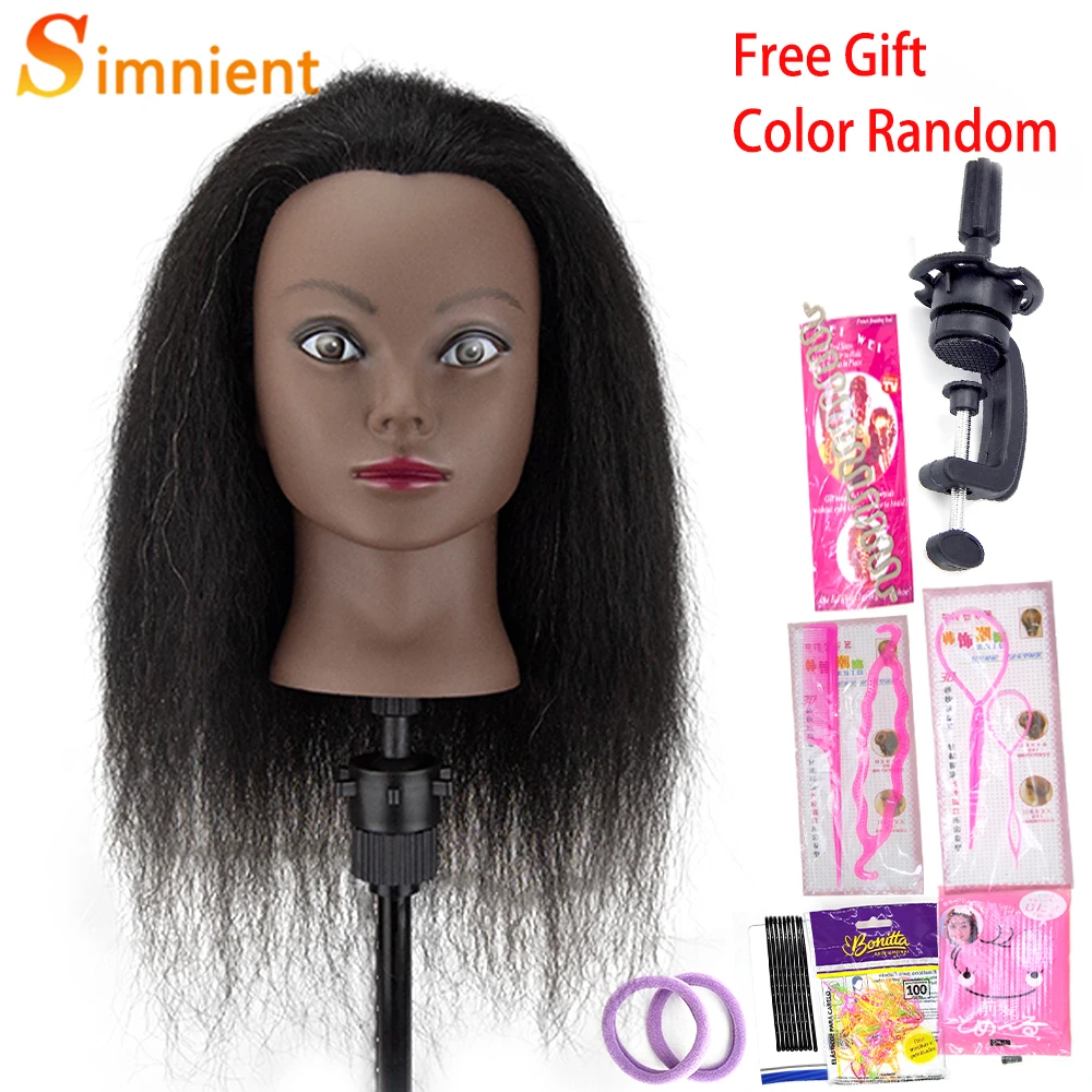 100% Real Hair Mannequin Head Hairdresser Training Head With Stand Tripod  Afro Manikin Cosmetology Doll Head For Braiding Stylin - AliExpress