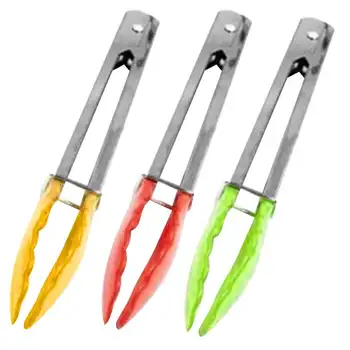 18cm Metal Silicone BBQ Tongs Food Serving Grill Food Tongs Stainless Steel Locking Cooking Tongs Tools Gadget For Home Kitchen