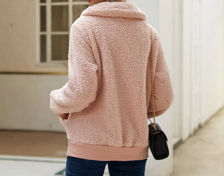 Sweatshirt for Women 2023 Autumn and Winter New Fashion High Neck Solid Color Pocket Zipper Long Sleeve Casual Blouse