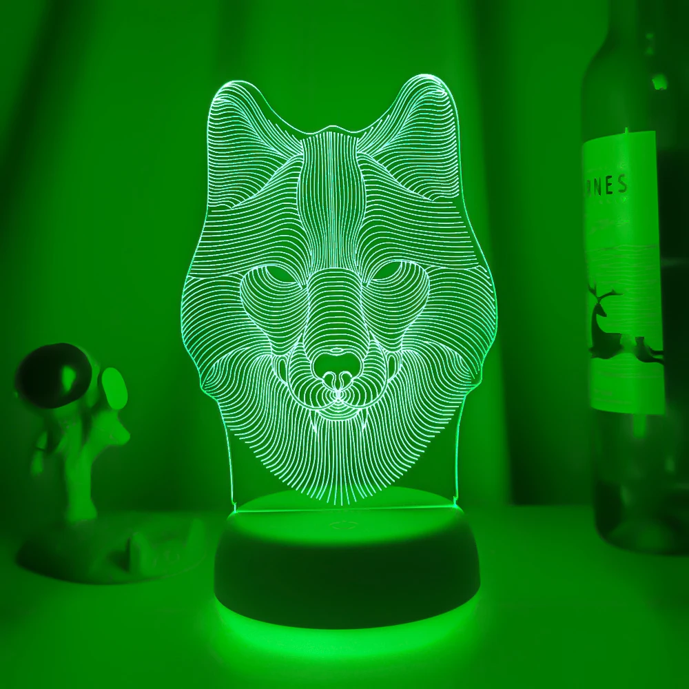 Luminária de mesa animal wolf com led