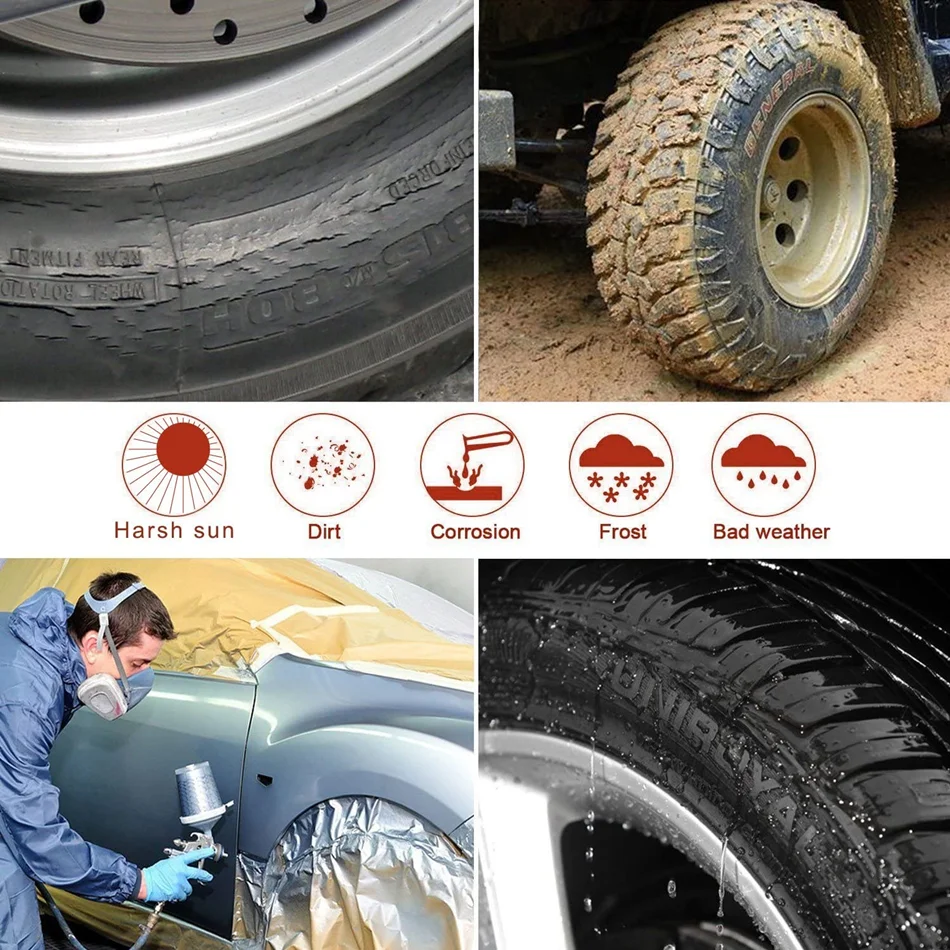 4 Packungen verstellbare 19"-36" silberne Radreifenabdeckungen für Limousine, Wohnmobil, Wohnmobil, SUV, Rad, Oxford, wasserdichter UV-Sonnenschutz – Detail 2