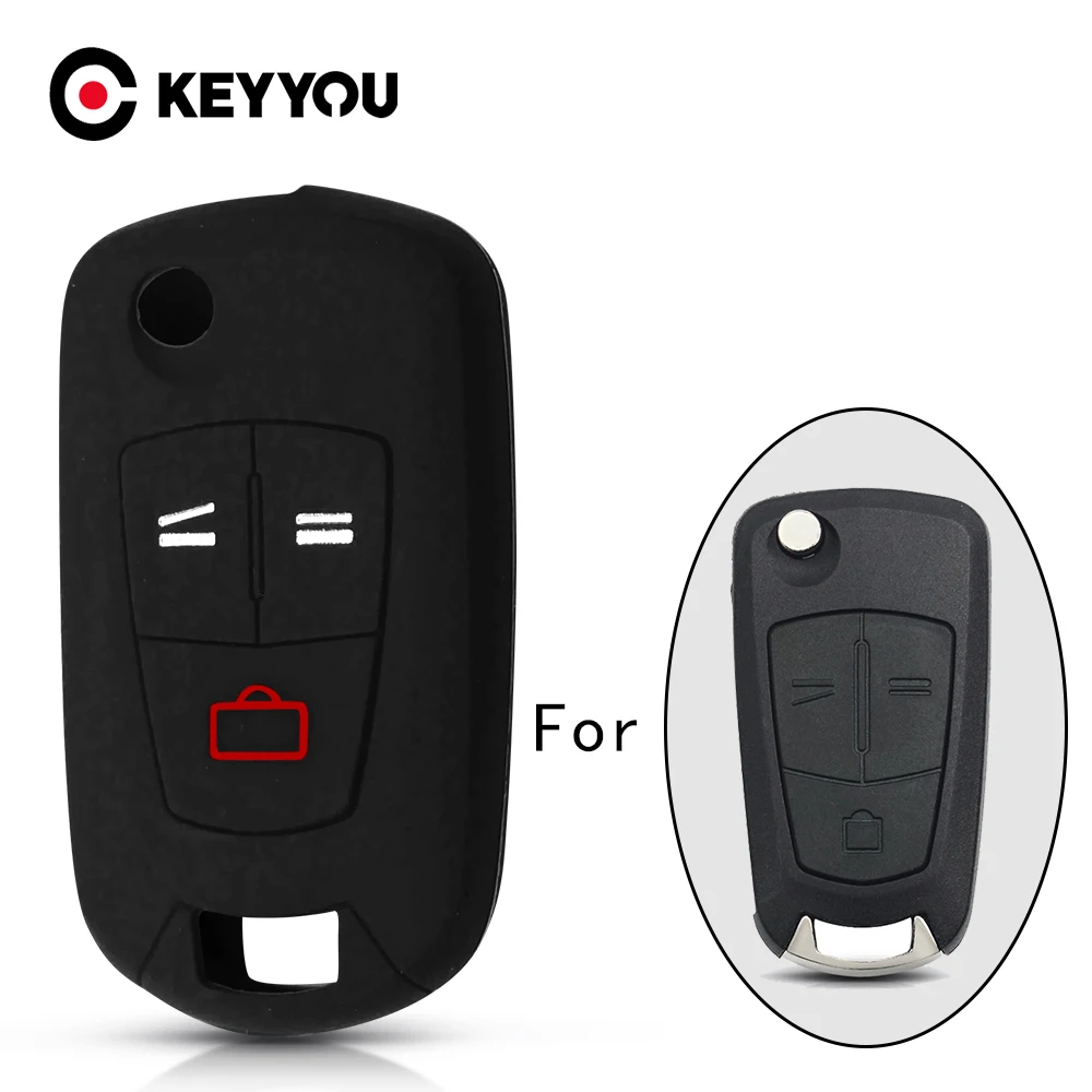 Keyyou-Funda De Silicona Para Llave De Coche, Cubierta De Mando A Distancia De 3 Botones Para Opel/Vauxhall Astra H 2004-2009 Zafira B 2005-2013