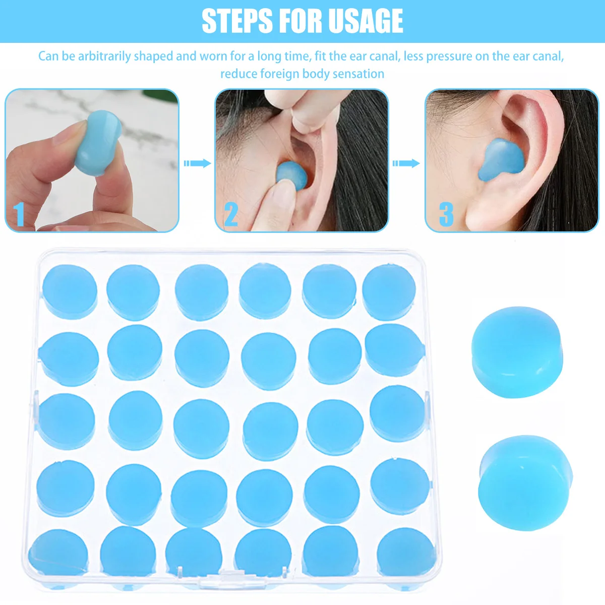30/60/90Pcs Silicone Ear Plugs Reusable Silicone Earplugs for Sleeping Swimming Snoring Traveling Working Studying Flying Noise 2