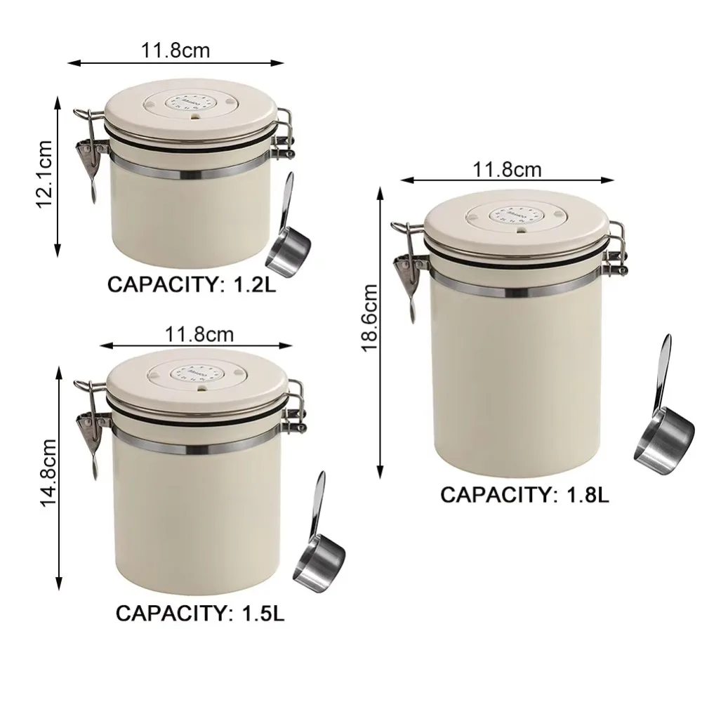 Coffee Beans Vacuum Sealed Jug Stainless Steel Food Airtight Container for Kitchenware Portable Grain Storage Can for Kitchen