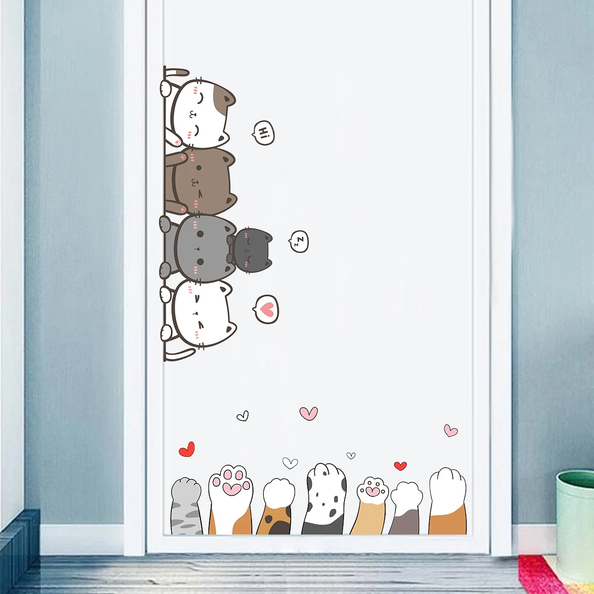 Cartoon Cute Cat Claw Kids Room Door Wall Decals Bedroom Decoration Baby Nursery Home Decor Background 1Pc wall stickers luminous wall stickers vinyl decal stickers children room decoration