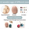 1Set Wooden Color Artificial Egg Toys Easter Eggs Handmade DIY Egg Easter Party Decorations Creative Building Blocks Place Toys 3
