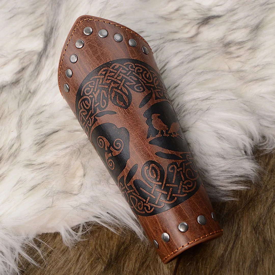 Mittelalterliche PU-Leder-Handschuhe, Mittelalterliche Armschienen, Punk-Armschützer, Handgelenkschützer für Halloween, Krieger, Ritter, Fotografie, Gürtel – Detail 11