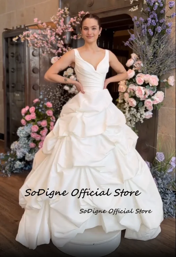 SoDigne Simple Satin A-Line Wedding Dresses Elegant Sleeveless Pleats Bridal Gowns Women Birde Dress Robe De Mariée Customized 13 Sd9f1d81ea4164dd6b46695a7746598b6j