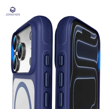 For Magsafe Skin Feel Transparent Phone Case For iPhone 17 16 15 Plus 14 13 12 Pro Max Air Metal Buttons Siliconen Bumper Cover 1