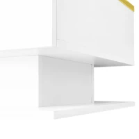 Table basse avec rangement, LED 16 couleurs et plateau en verre, robuste, pour le salon, rangement simple, en aggloméré – blanc 6