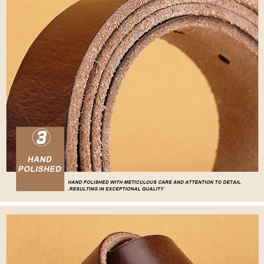 Men's Durable Genuine Leather Belt with Adjustable Pin Buckle for Business & Casual Wear