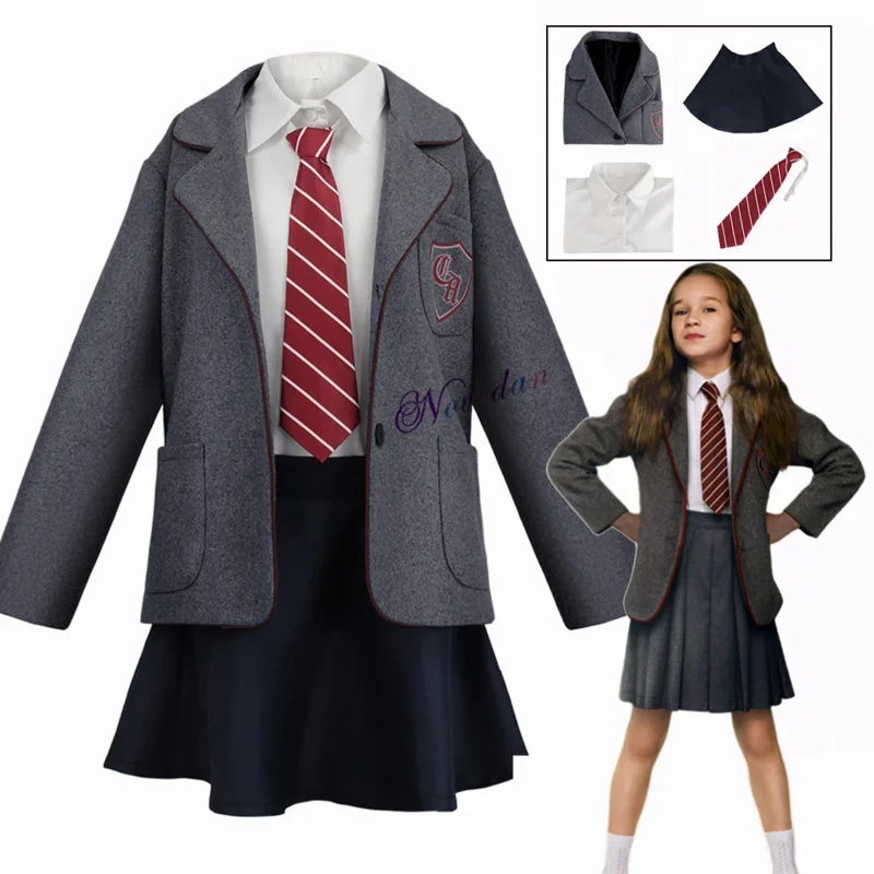 

Movie Matilda Cosplay Costume School Uniform Coat Skirt Tie Roald Dahls Matilda the Musical Costume Suit Kids For Girls Women