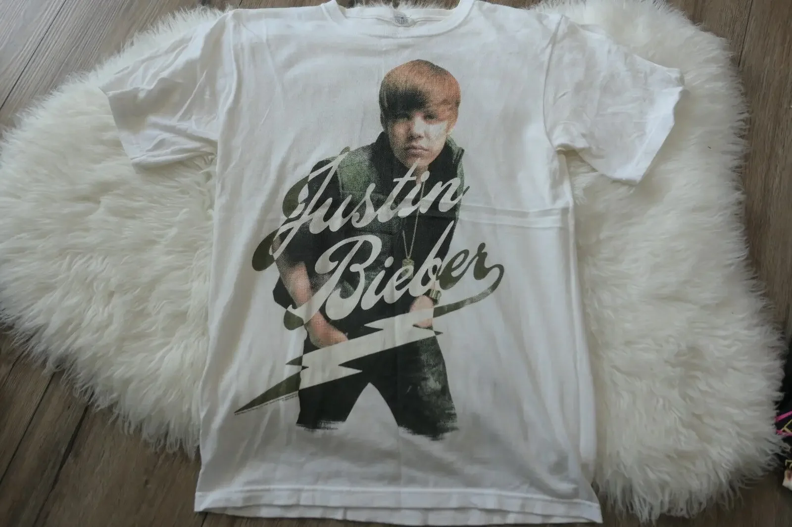 Justin Bieber Time Touring 2010 My World Tour T Shirt Taglia Piccola Bianca