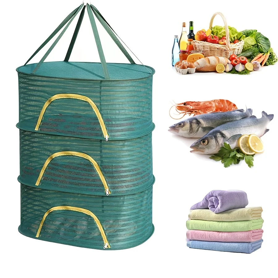 

Foldable Portable Nylon Fishing Net Drying Rack - Perfect for Drying Shrimp, Fish, Fruits, and Vegetables!